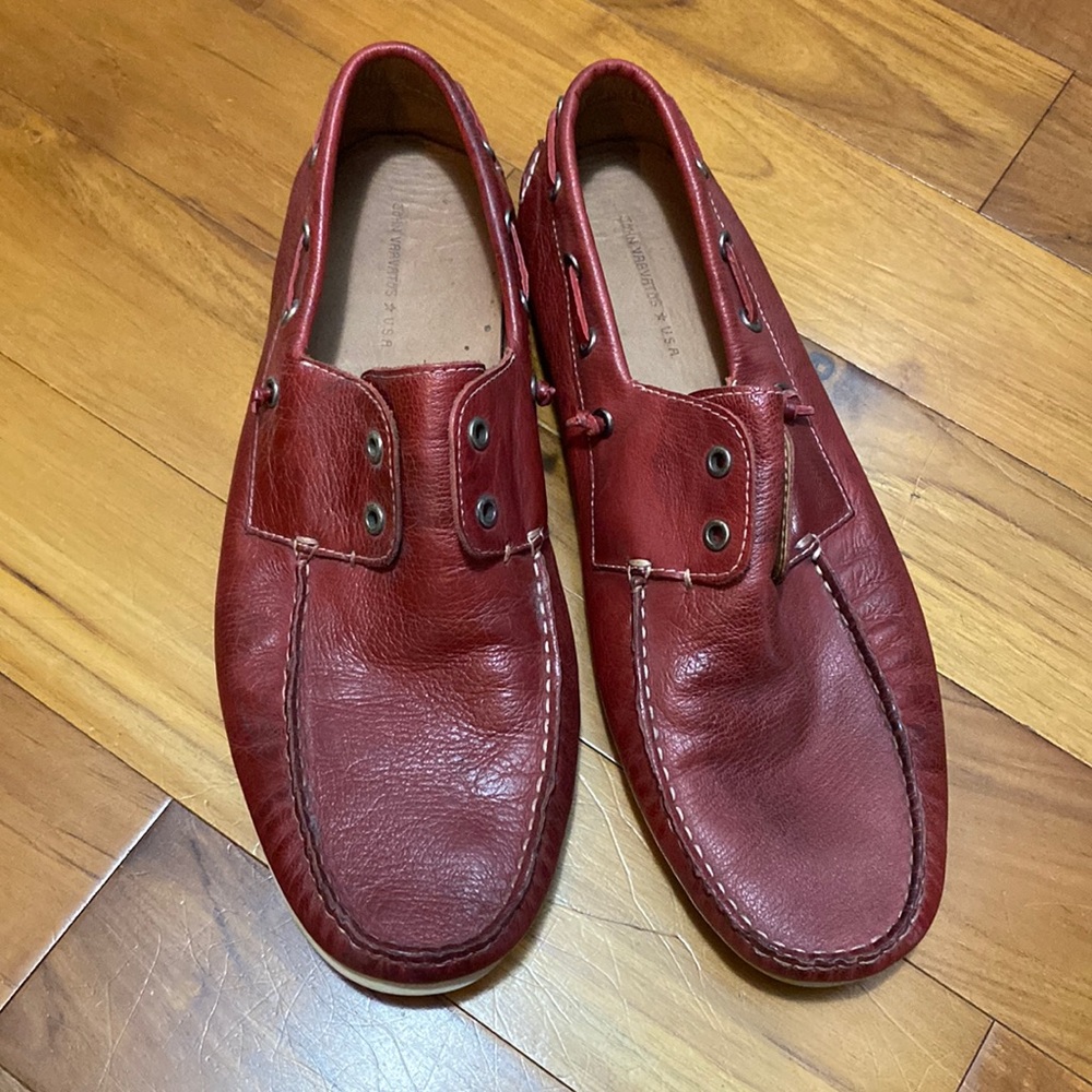 John Varvatos Red Leather Loafers